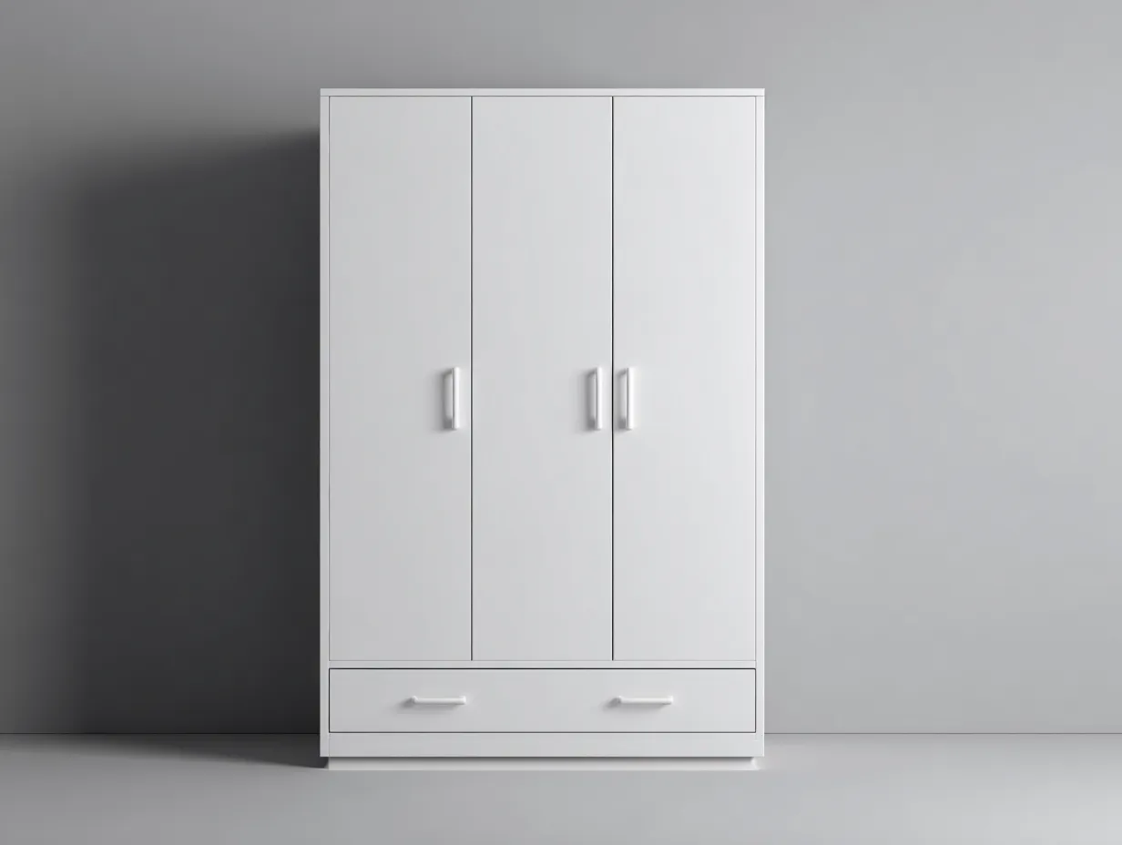 Armarios 3 puertas con cajón 120x55x200 cm - Blanco - Diseño moderno-Denupbay