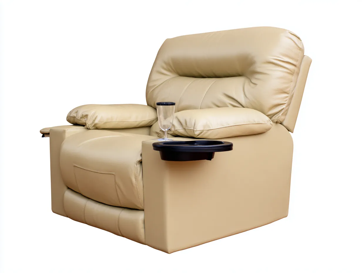 Sillones reclinables tapizado 96x92x106 cm - cuero sintético - beige - diseño moderno-Denupbay