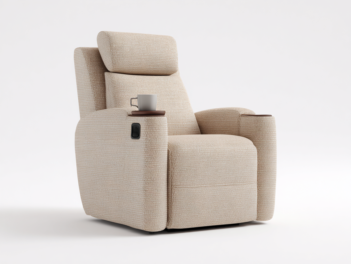 Sillones reclinables tapizado 92x90x108 cm - tejido textil - beige - diseño moderno-Denupbay