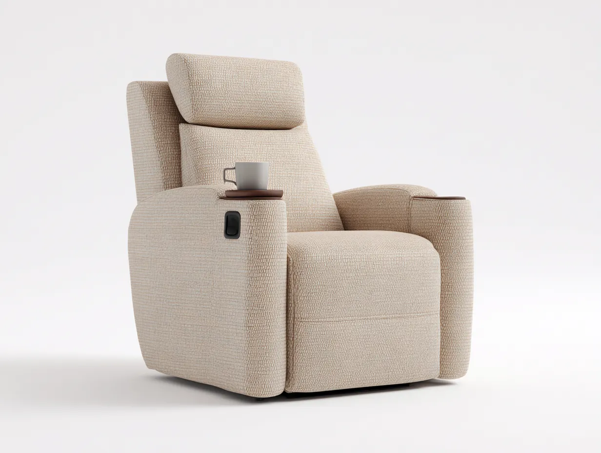 Sillones reclinables tapizado 92x90x108 cm - tejido textil - beige - diseño moderno-Denupbay
