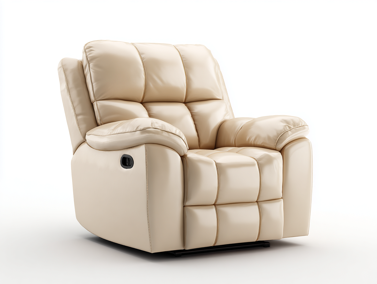 Sillones reclinables sillón reclinable tapizado de piel sintética 100x95x105 cm - beige claro - diseño confortable-Denupbay