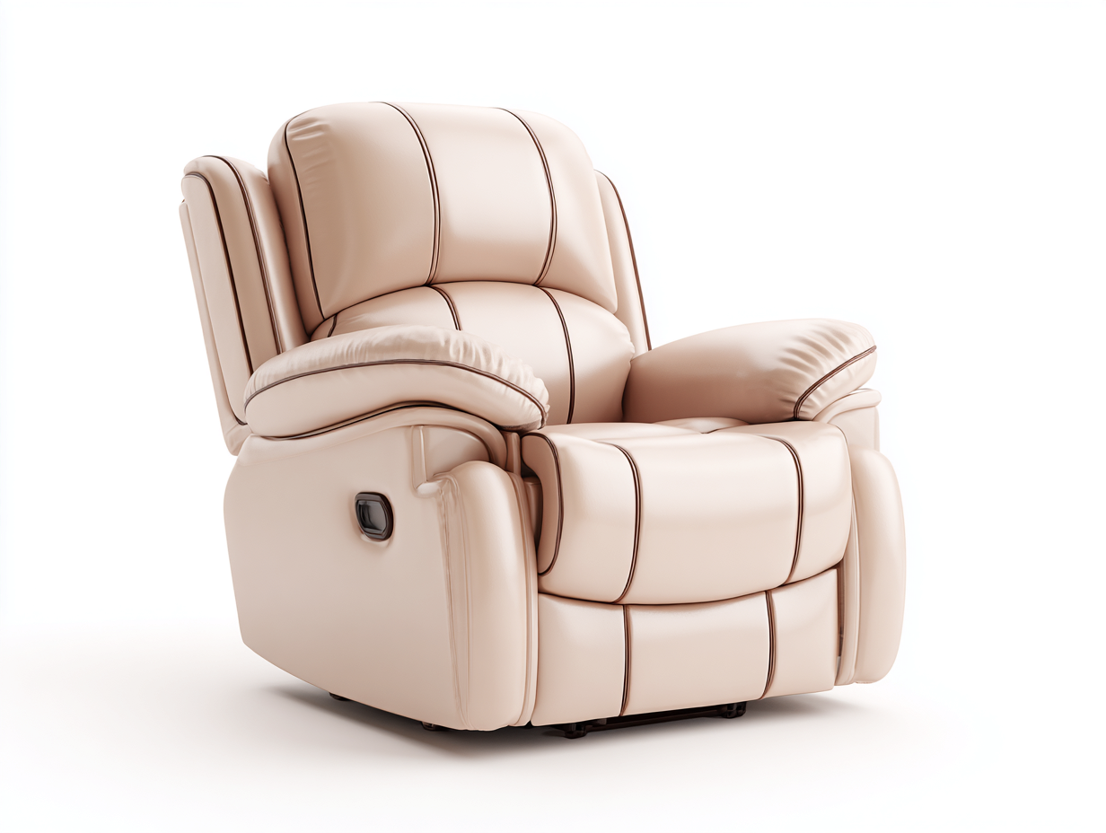 Sillones reclinables tapizados cuero sintético 92x98x108 cm - beige - diseño confortable-Denupbay