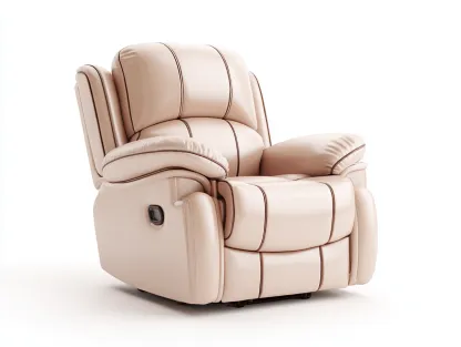 Sillones reclinables tapizados cuero sintético 92x98x108 cm - beige - diseño confortable-Denupbay