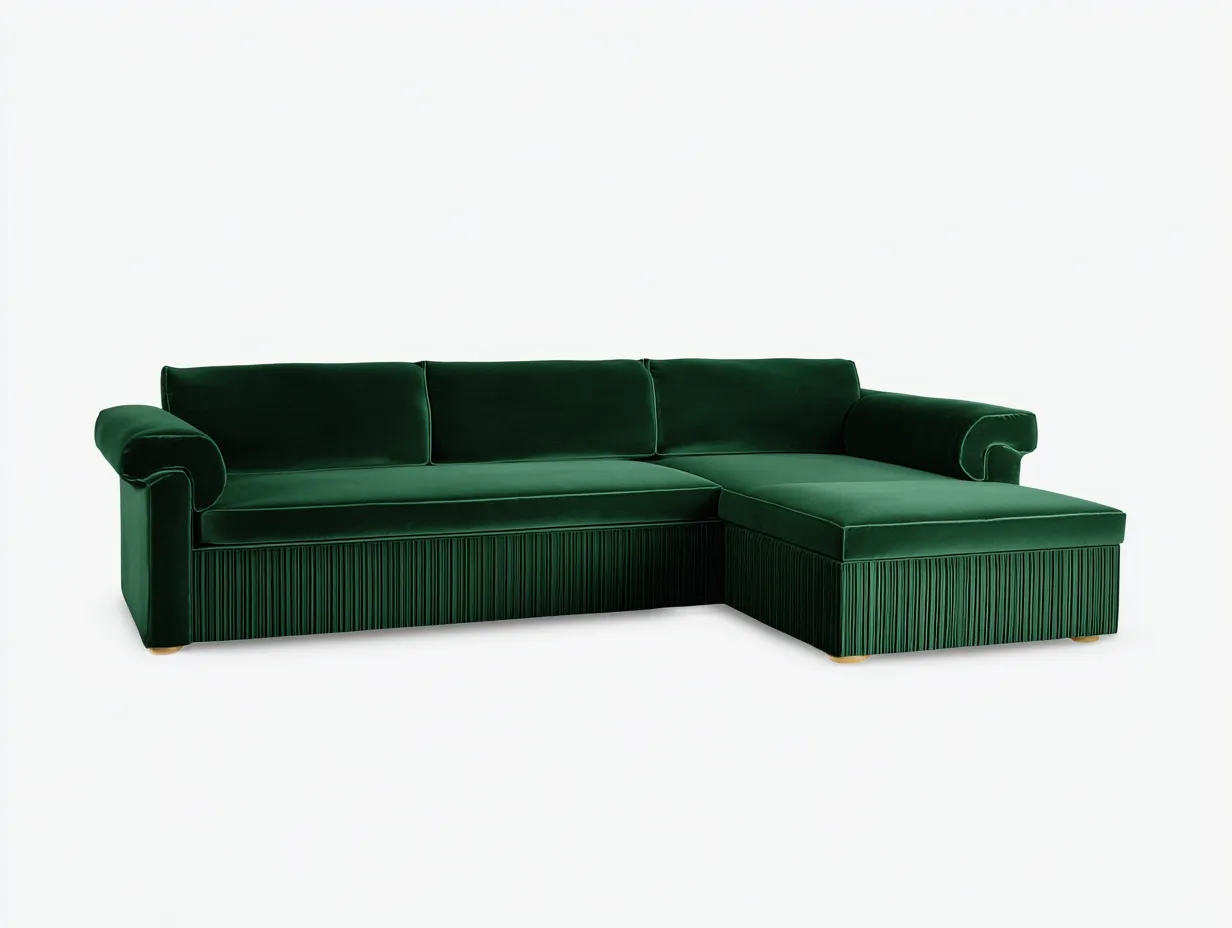 Sofás rinconeros sofá rinconero tapizado de tela 280x160x85 cm - verde oscuro - diseño elegante-Denupbay