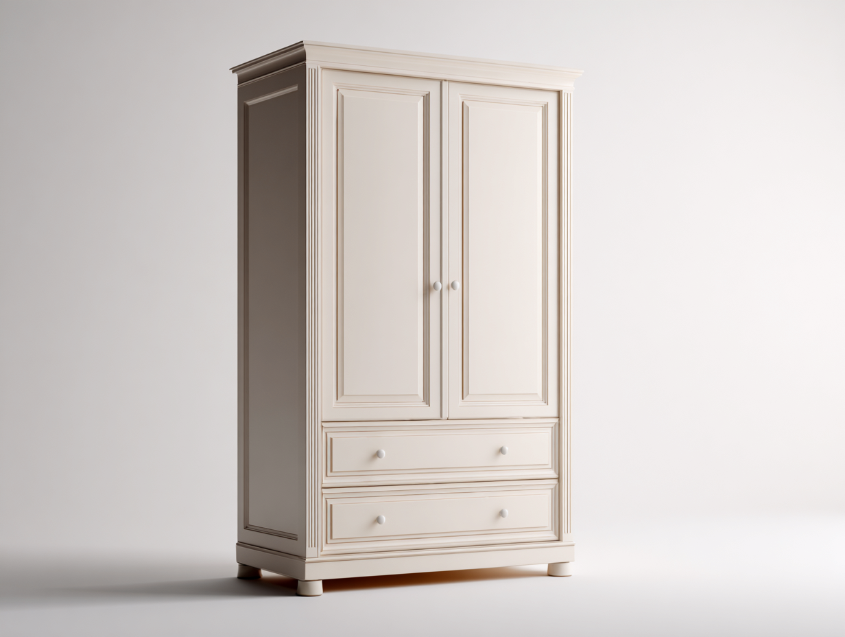 Armario de madera 100x55x190 cm - blanco crema - diseño clásico para dormitorio-Denupbay