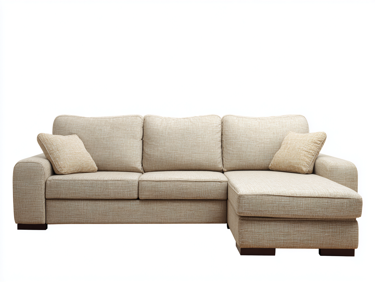 Sofá rinconero tapizado de tela 260x165x80 cm - beige claro - diseño contemporáneo para salón-Denupbay