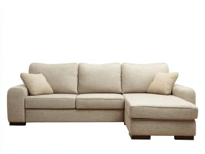 Sofá rinconero tapizado de tela 260x165x80 cm - beige claro - diseño contemporáneo para salón-Denupbay