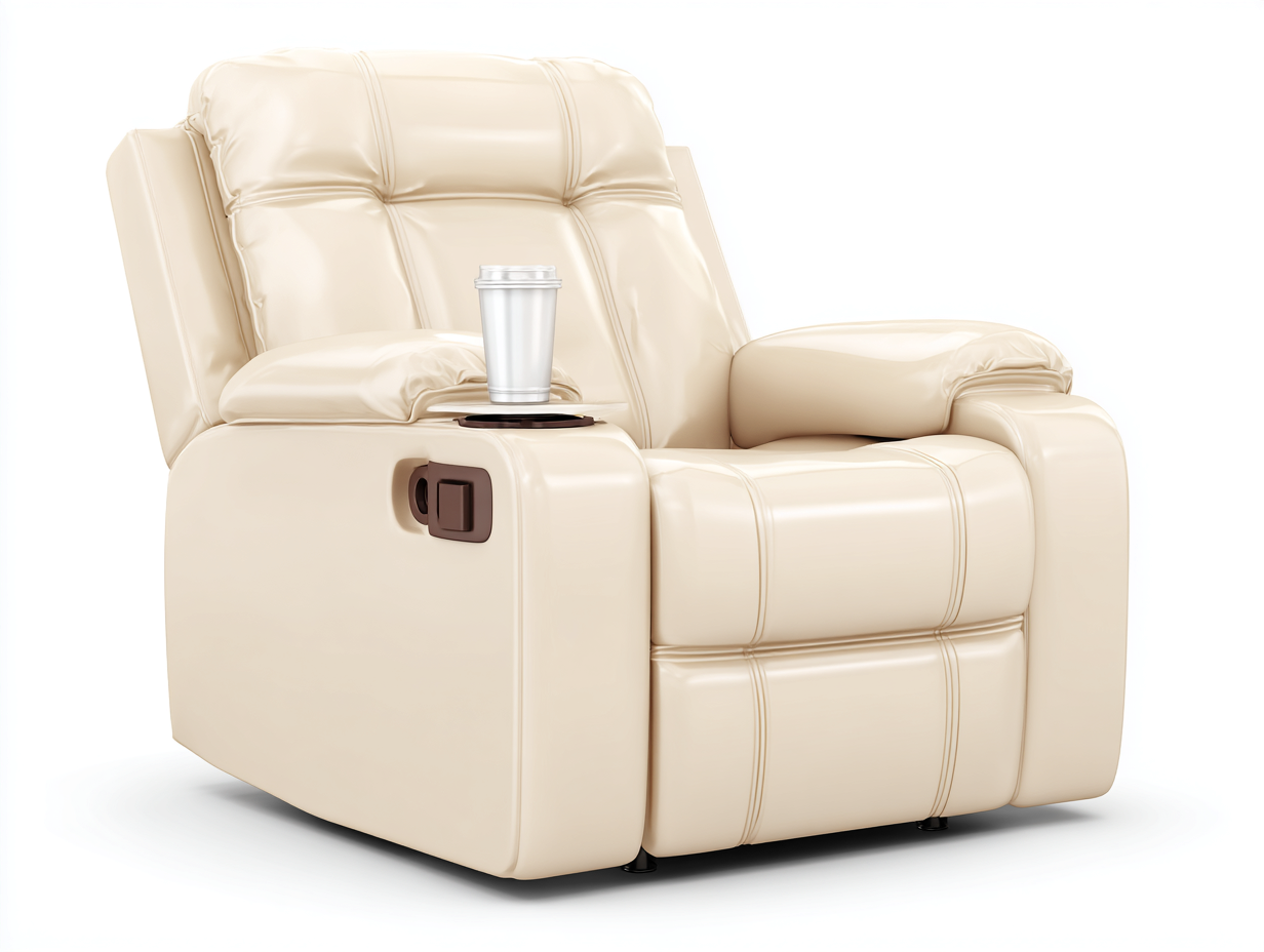 Sillones reclinables tapizado 95x90x105 cm - cuero sintético - beige - diseño moderno-Denupbay