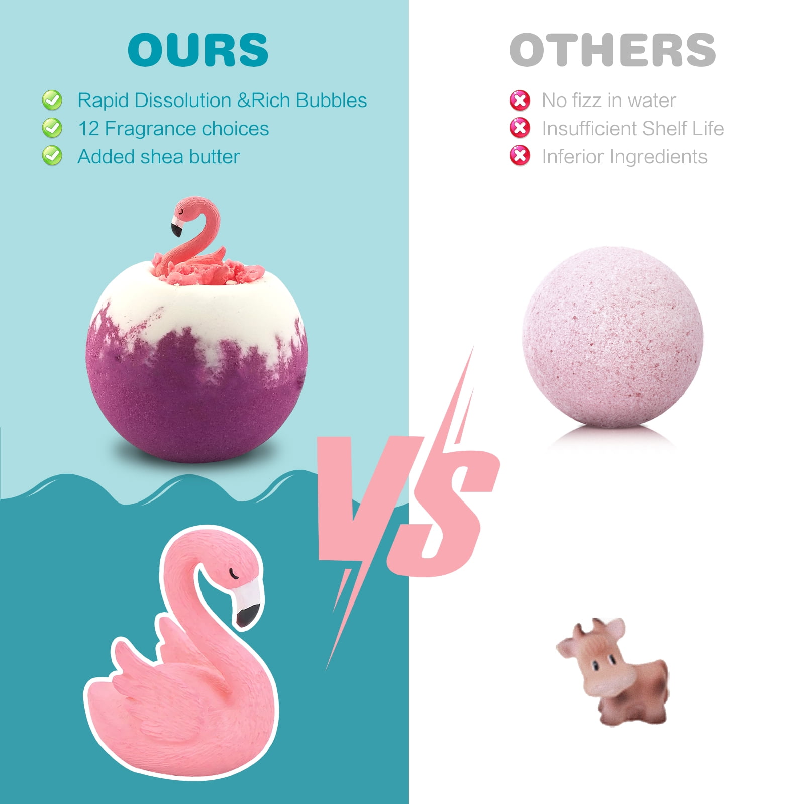 6 Pcs Handmade Safe Bath Bombs with Surprise Toys Inside