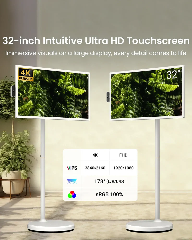 Next-Gen 32” Portable Smart TV on Wheels – Take Your Screen Anywhere