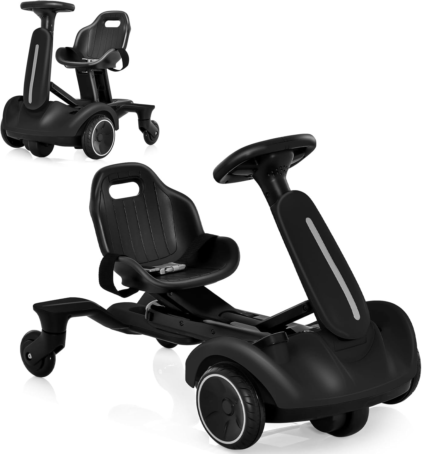 Costzon Ride on Drift Car, 6V Electric Ride-On Toy W/360-Degree Spin, 2-Position Adjustable Seat Up & Down/Front to Back, 2.6-3 MPH Max Speed, Horn & Engine, Drifting Go Kart for Kids 3+ (White)