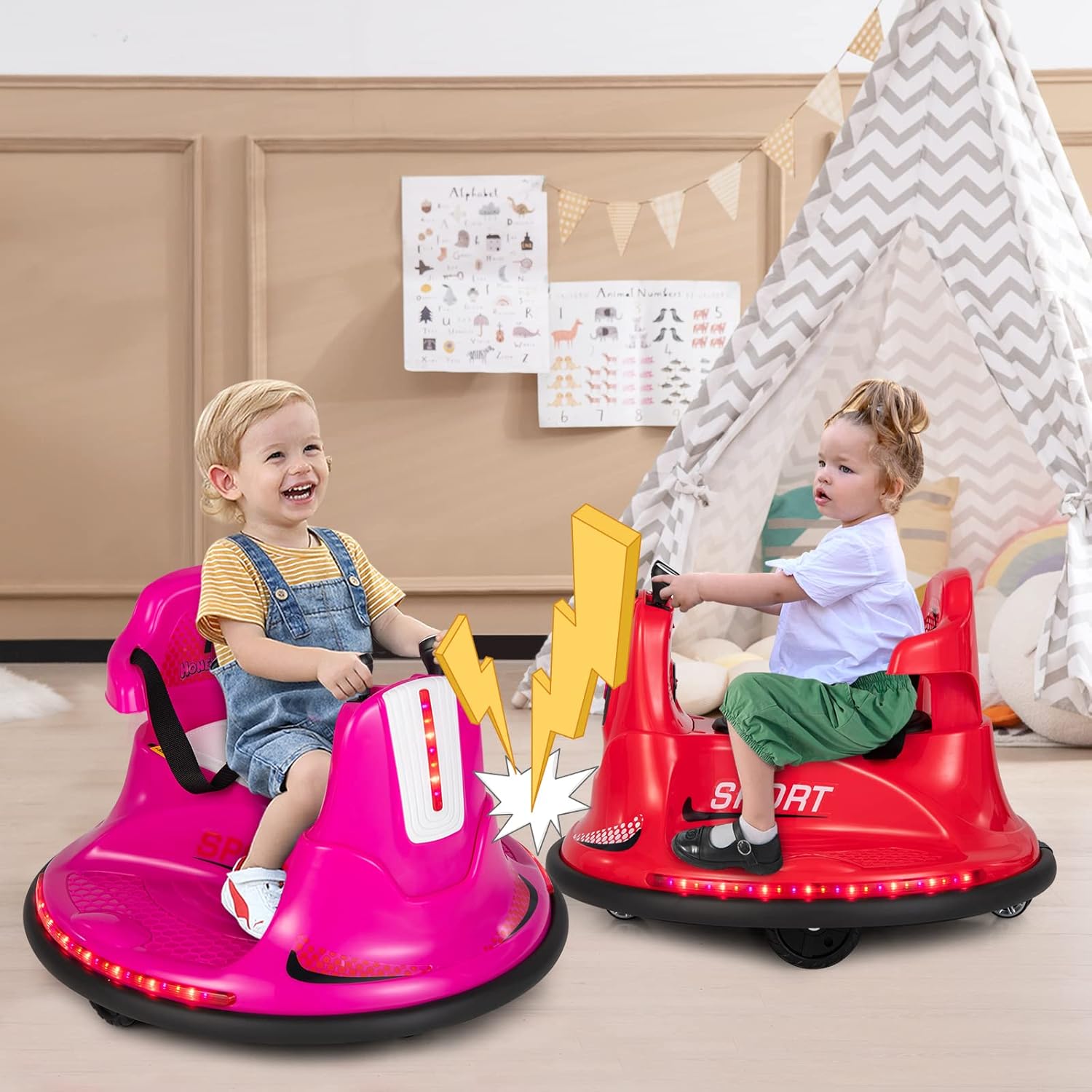 12V Kids Electric Bumper Car with Remote Control, 360° Spin, LED Lights & Music