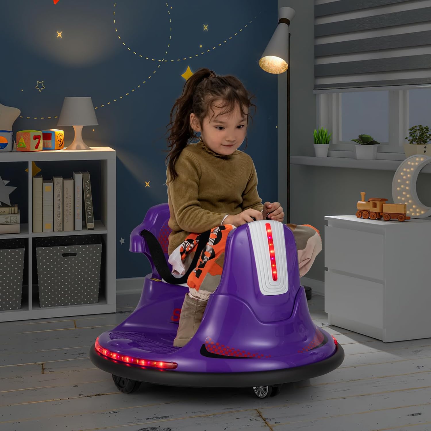 12V Kids Electric Bumper Car with Remote Control, 360° Spin, LED Lights & Music