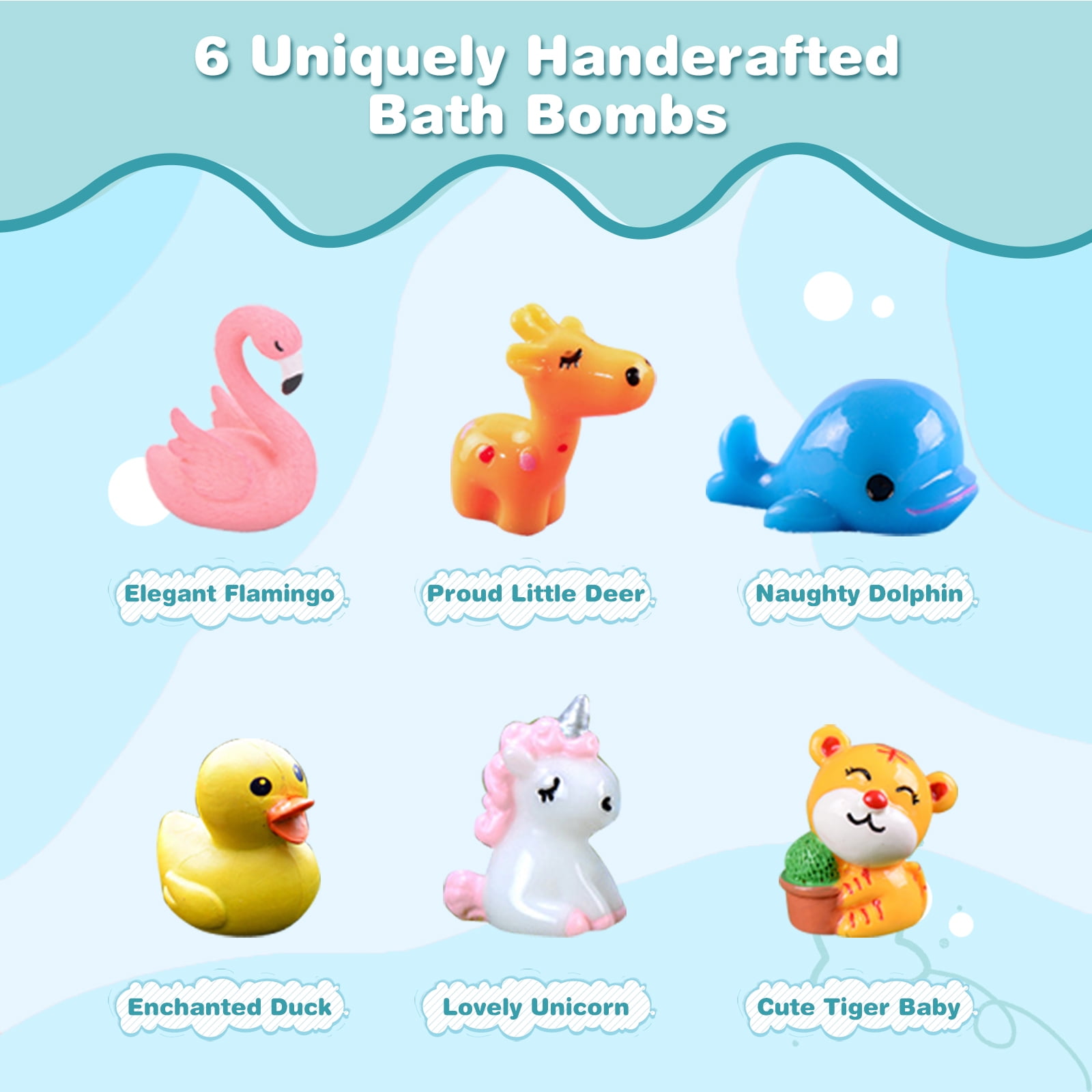 6 Pcs Handmade Safe Bath Bombs with Surprise Toys Inside