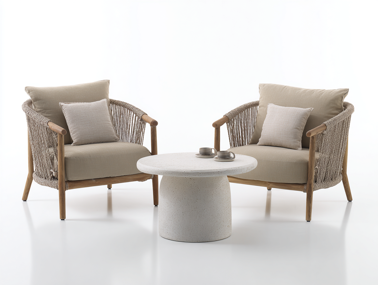 Set salotto da giardino 165x75x85 cm Beige/Grigio Stile contemporaneo