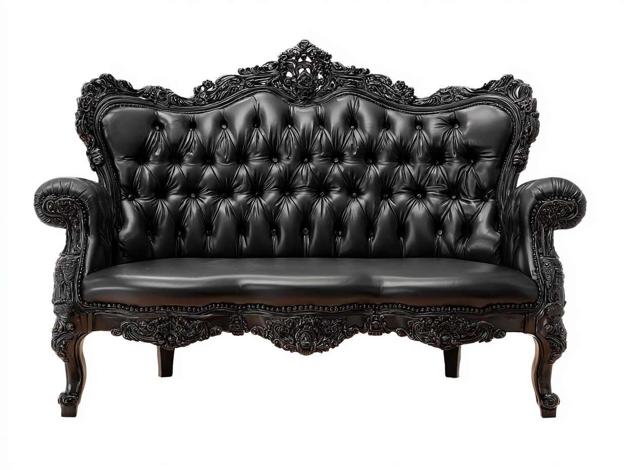 Divano 2 posti 150x85x90 cm Nero Stile vintage in pelle