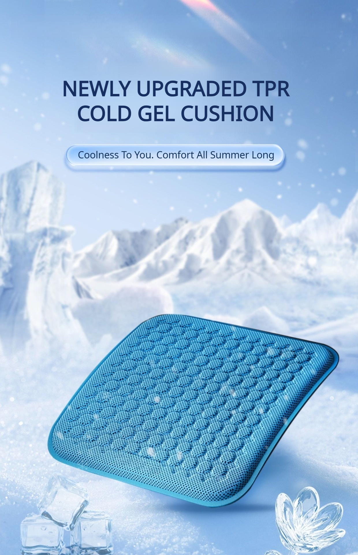 Summer honeycomb cooling gel seat cushion, multi-functional ice pad, breathable car mat, all-season cooling gel seat cushion.
