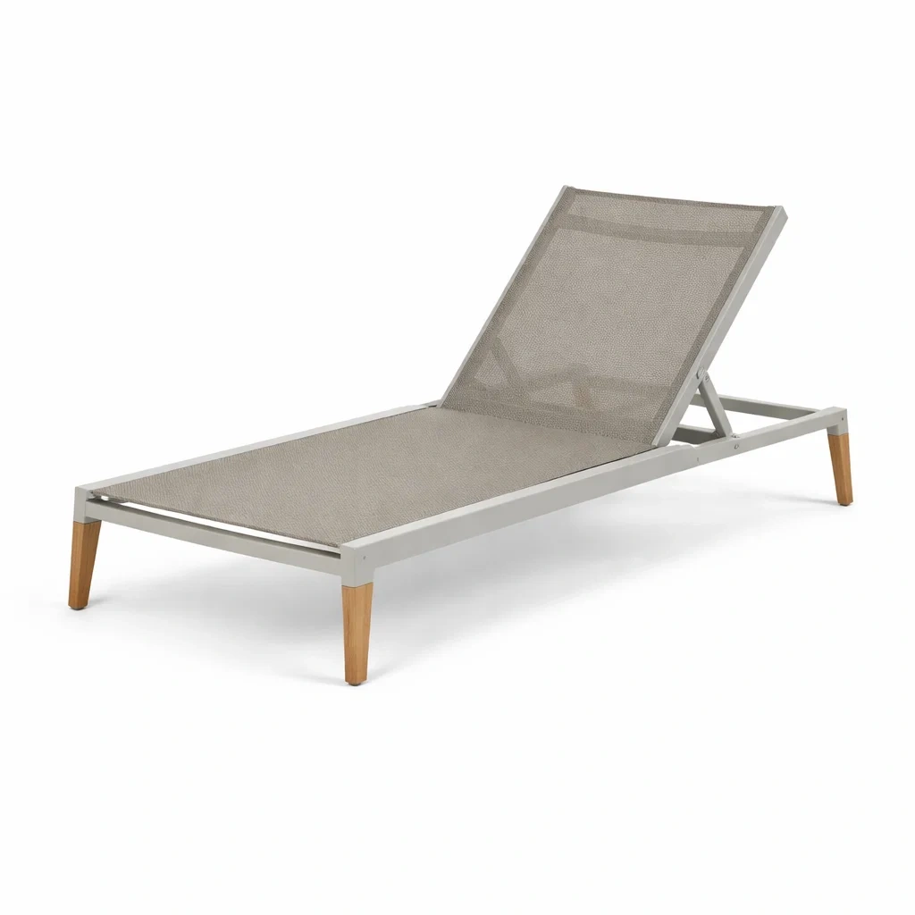 Lettino prendisole in alluminio e legno grigio 200x70x40 cm-ZENVIBESZZZ