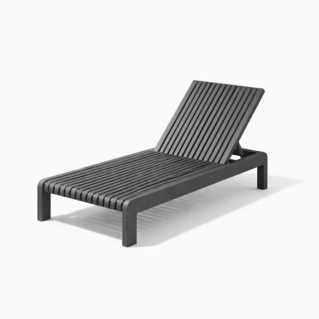 Lettino prendisole in alluminio grigio con schienale regolabile-ZENVIBESZZZ