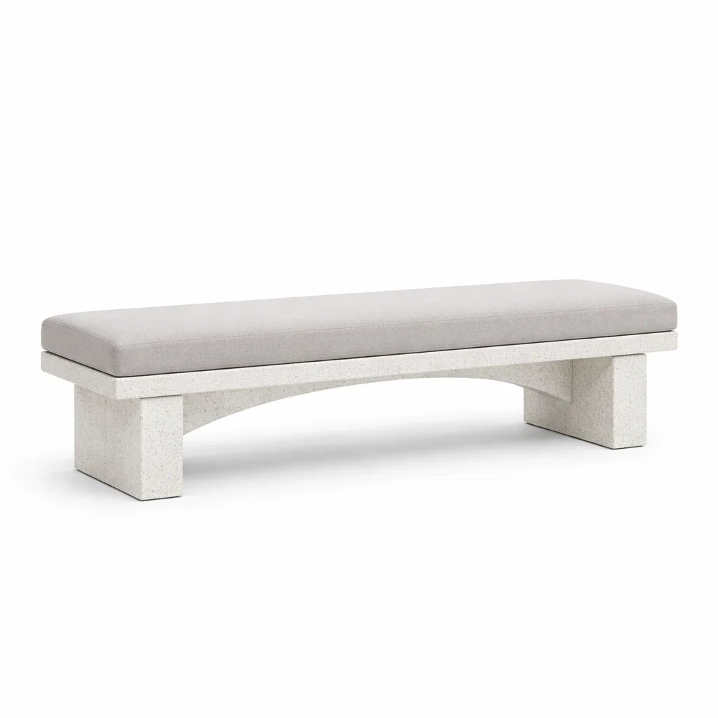 Panca in cemento con rivestimento in tessuto grigio chiaro-ZENVIBESZZZ