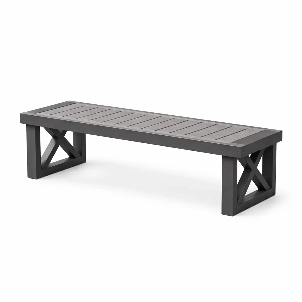 Panca in legno e plastica grigio 180x40x45 cm-ZENVIBESZZZ