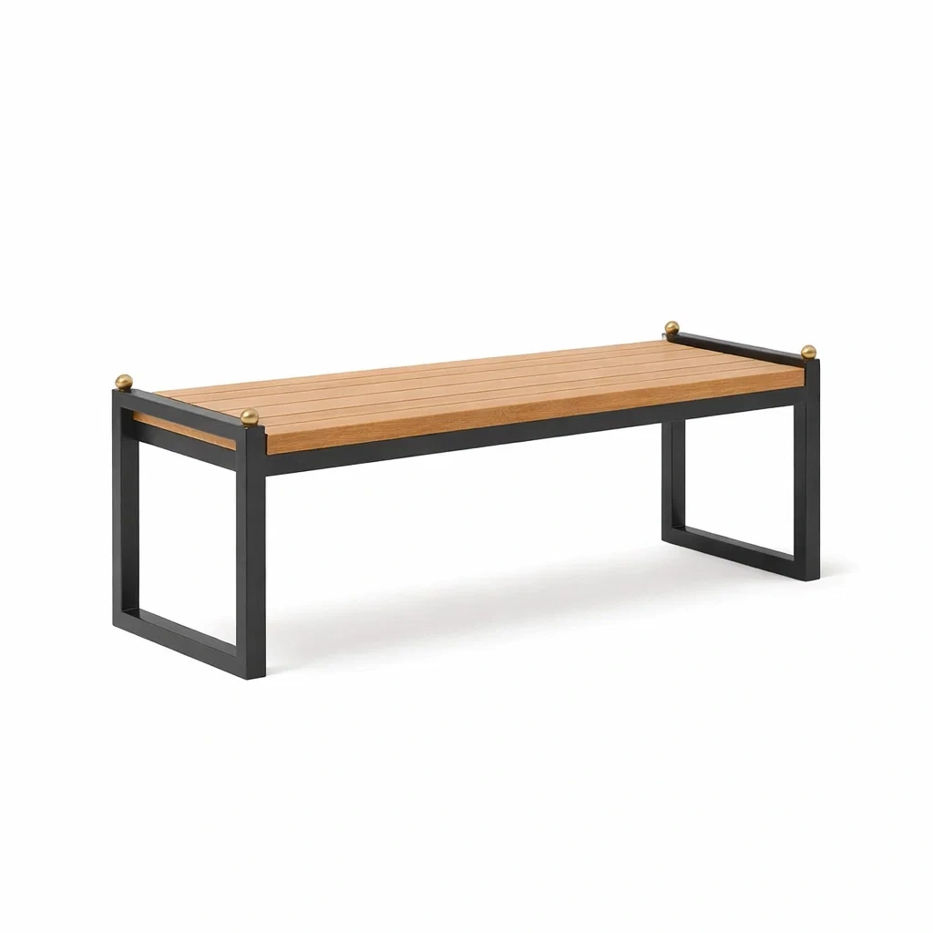 Panca in legno di quercia e metallo nero 120x40x45 cm-ZENVIBESZZZ