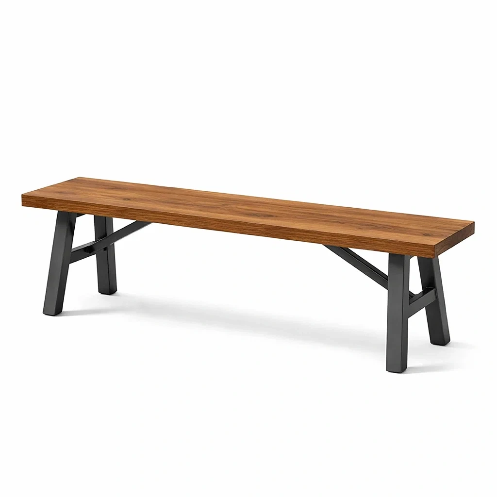 Panca in legno di noce e acciaio verniciato 180x35x45 cm-ZENVIBESZZZ