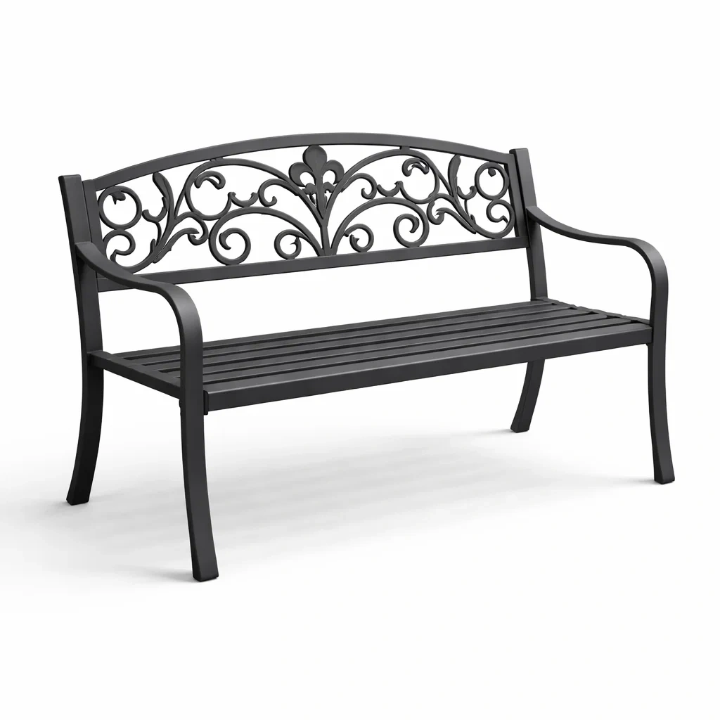 Panchina in metallo nero-ZENVIBESZZZ