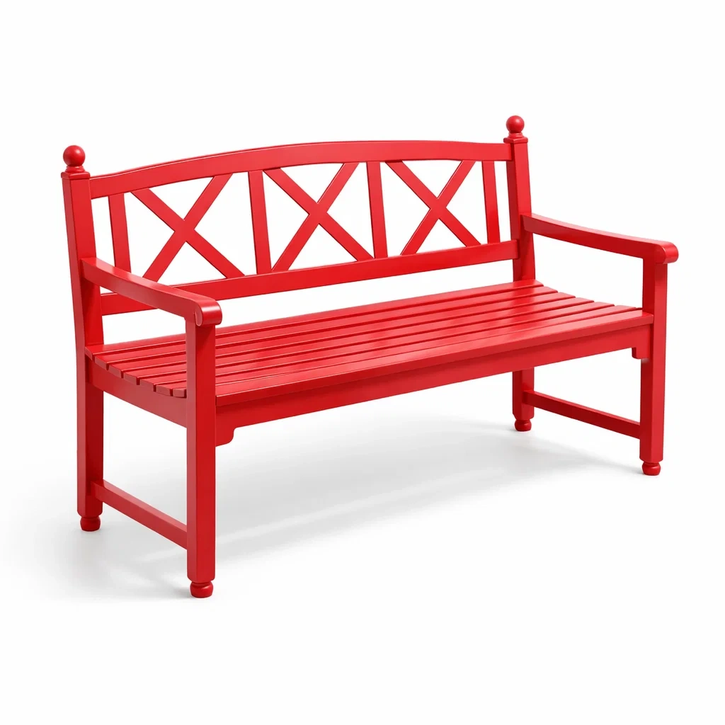 Panchina da giardino in legno rosso-ZENVIBESZZZ