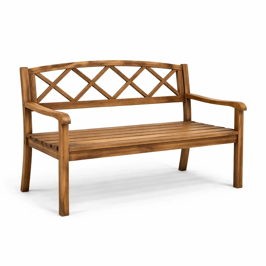 Panchina da giardino in legno di teak 120x60x90 cm-ZENVIBESZZZ