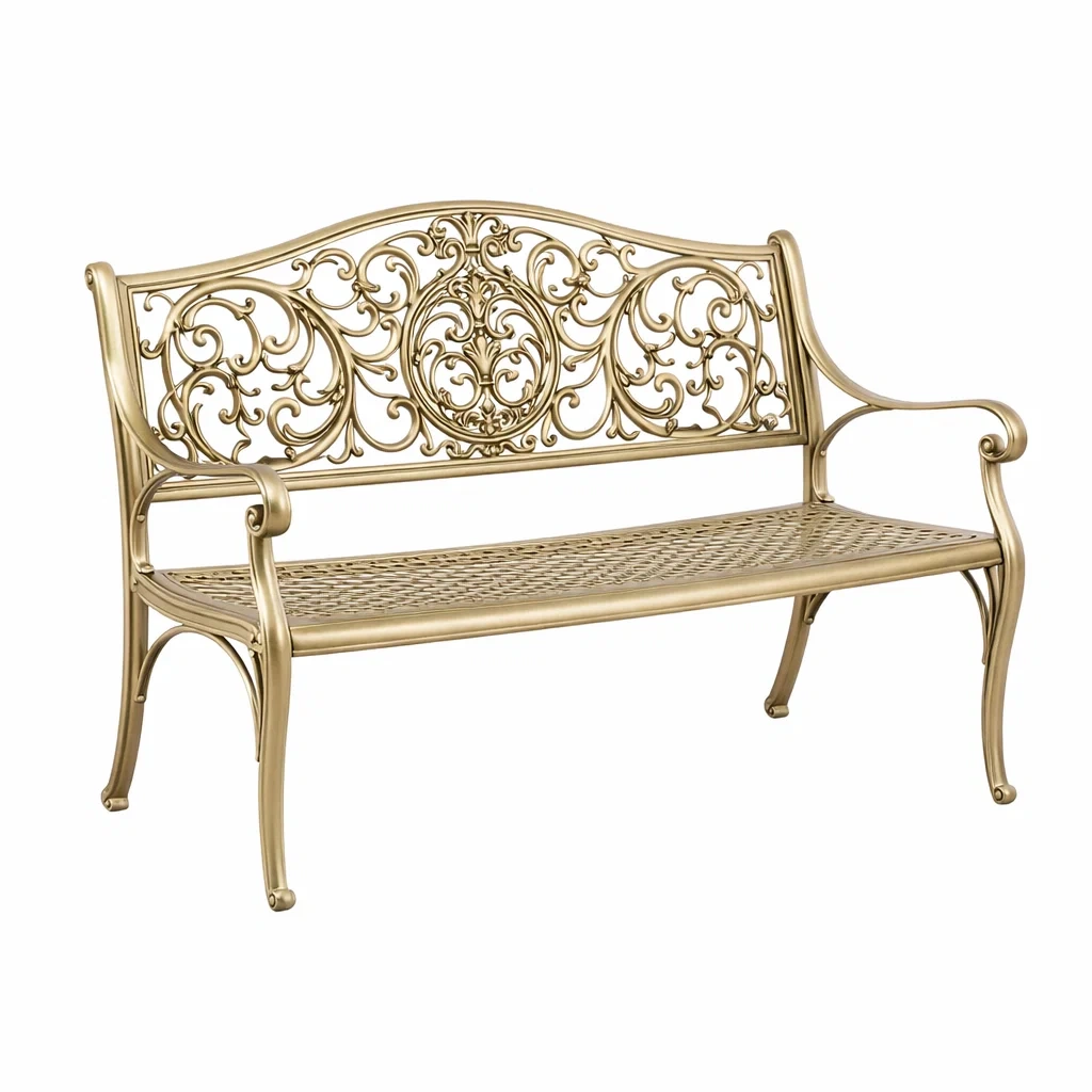 Panchina da giardino in alluminio verniciato oro-ZENVIBESZZZ