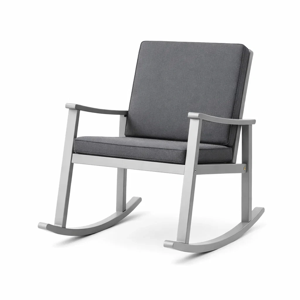 Sedia a dondolo in alluminio grigio con cuscini-ZENVIBESZZZ