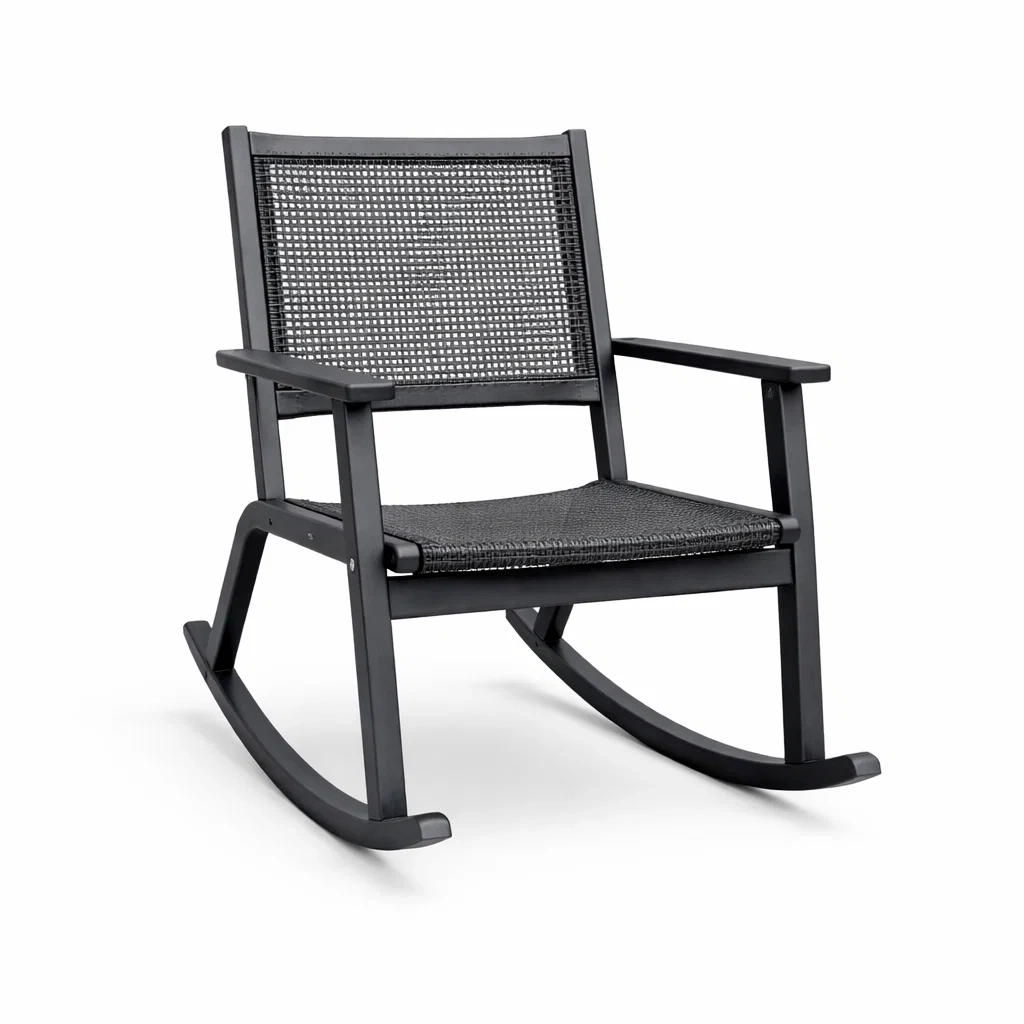 Sedia a dondolo in metallo con seduta in rete-ZENVIBESZZZ