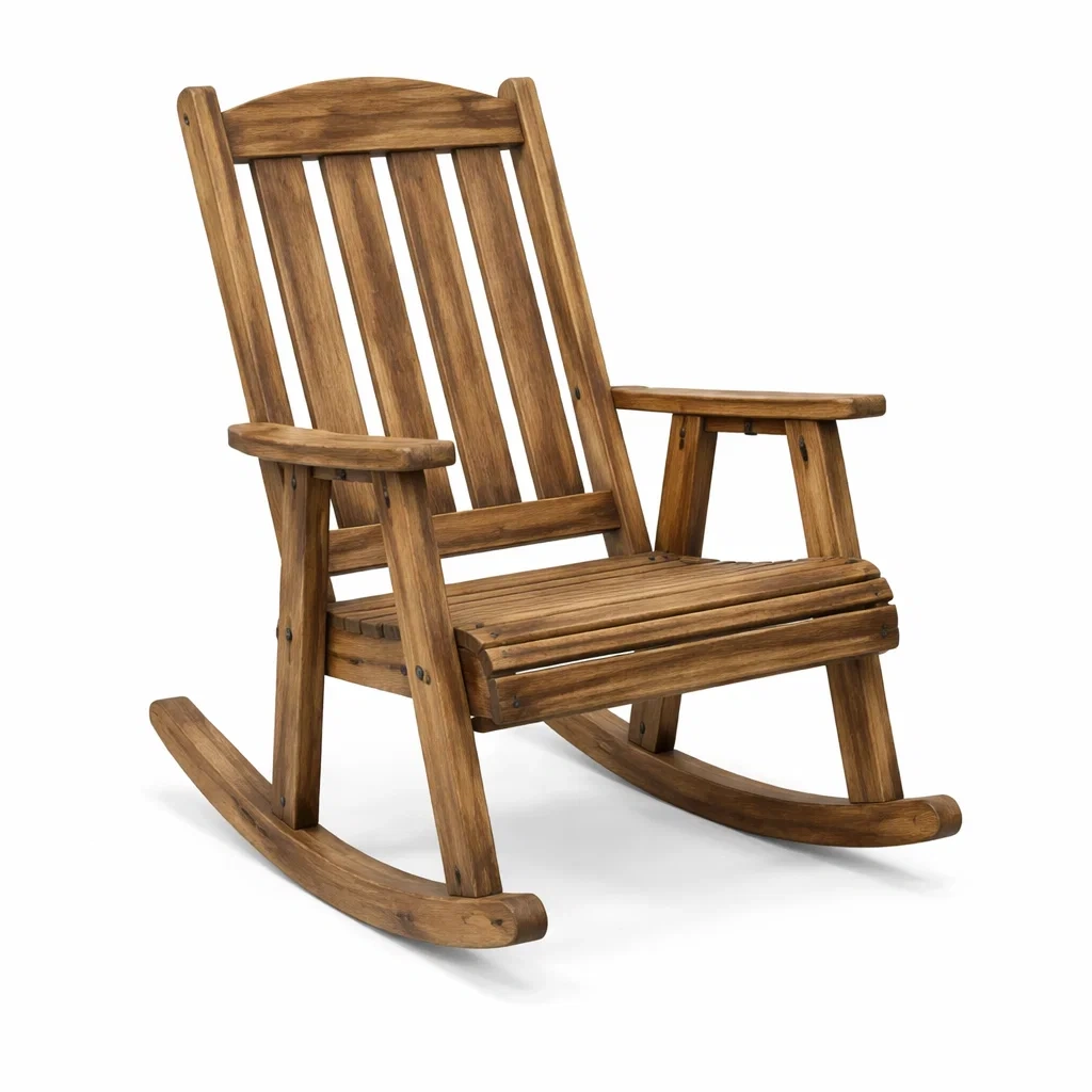 Sedia a dondolo in legno di acacia-ZENVIBESZZZ