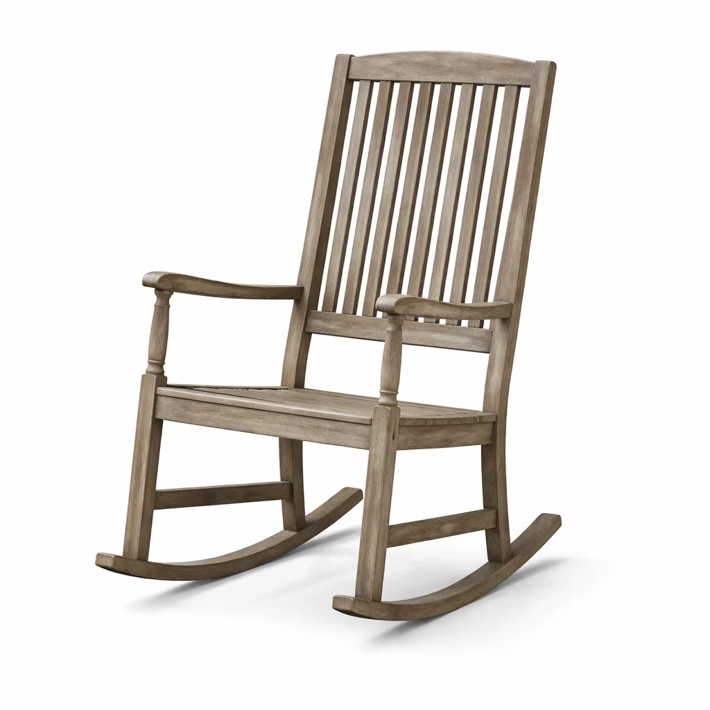 Sedia a dondolo in legno marrone-ZENVIBESZZZ