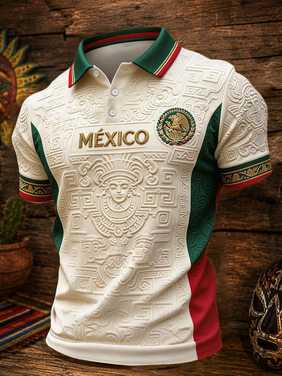 Men's Mexico Football Lover Art Printed Casual Tops