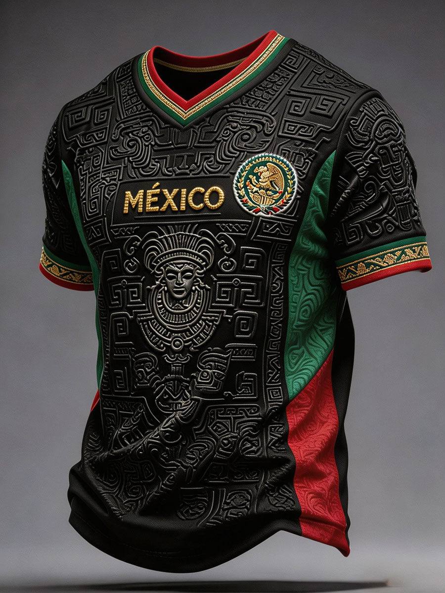 Men's Mexico Football Lover Art Printed T-shirt