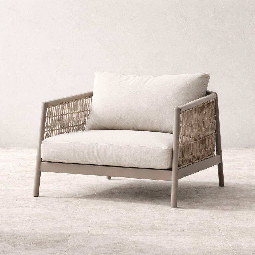 Outdoor Armchair Aluminum Frame Polyester Cushions Beige 76x88x65 cm