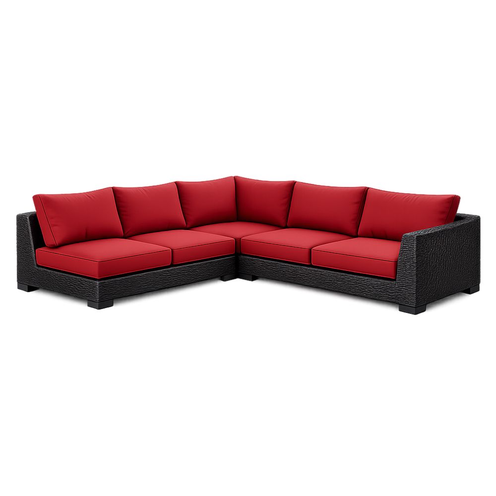 Outdoor Sectional Sofa Set PE Rattan Red Cushions L Shape 270cm x 210cm