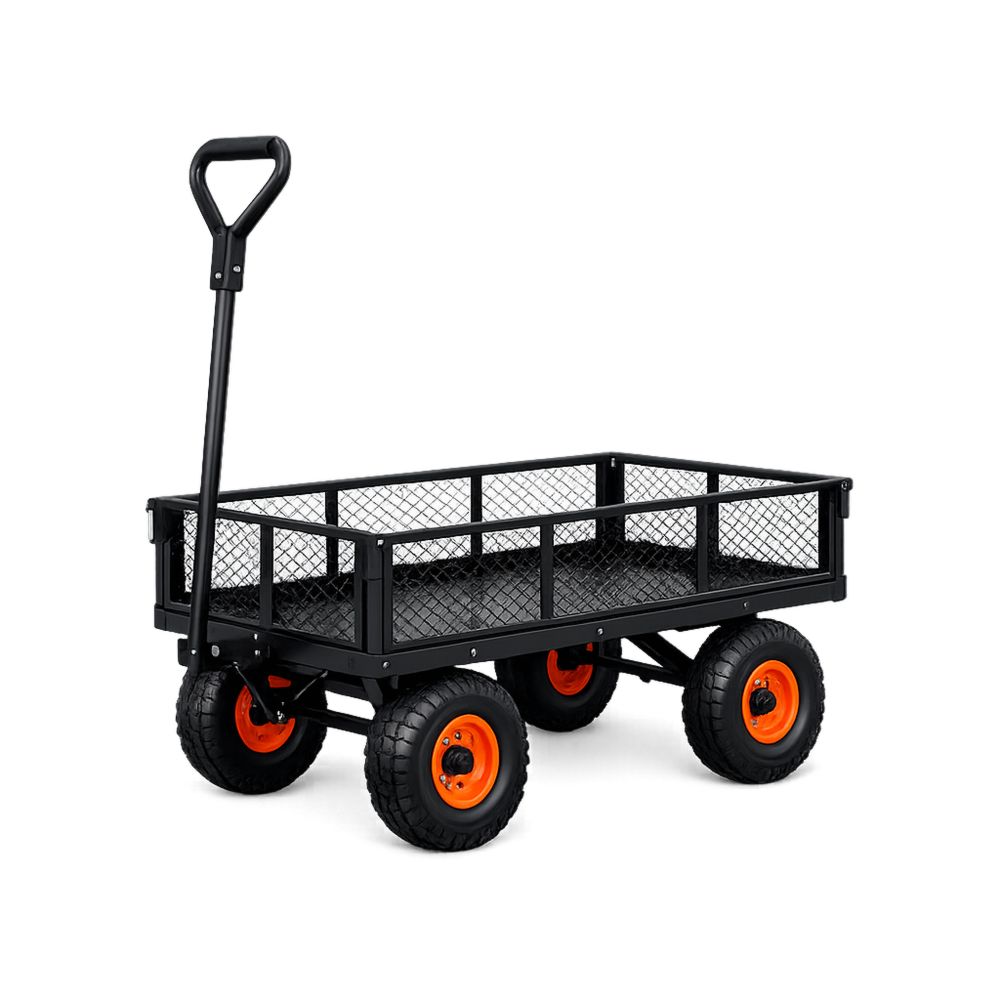 Steel Mesh Garden Utility Cart with Pneumatic Tires