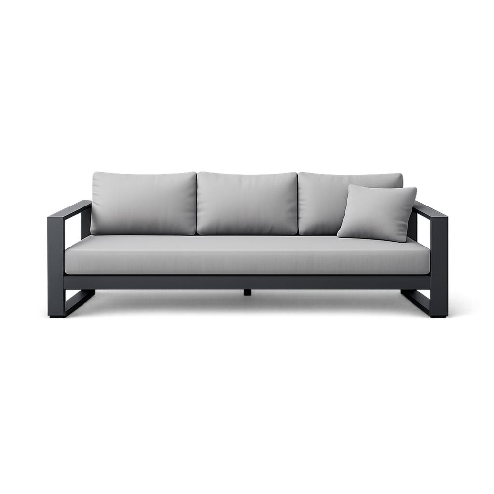Outdoor Sofa Aluminum Frame with Polyester Cushions 210cm Gray