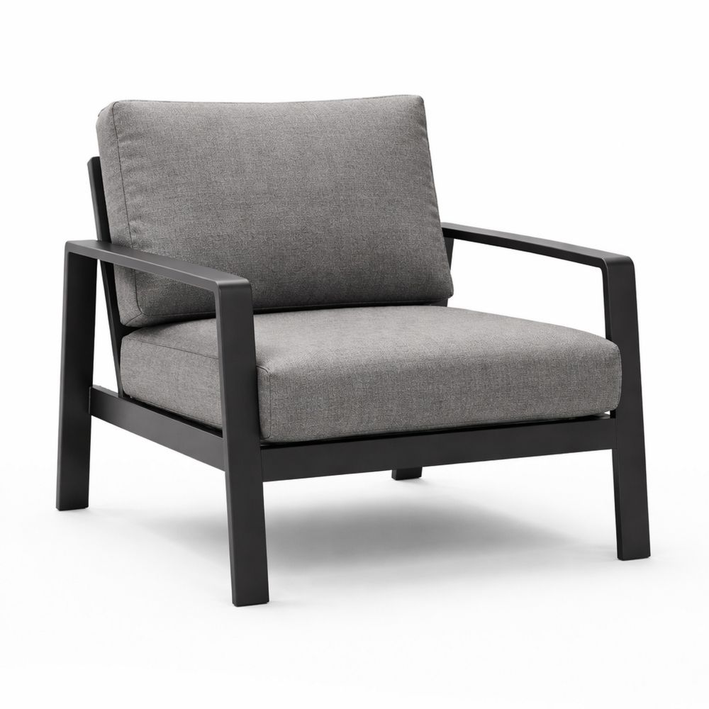 Outdoor Chair Aluminum Frame with Polyester Cushions Grey