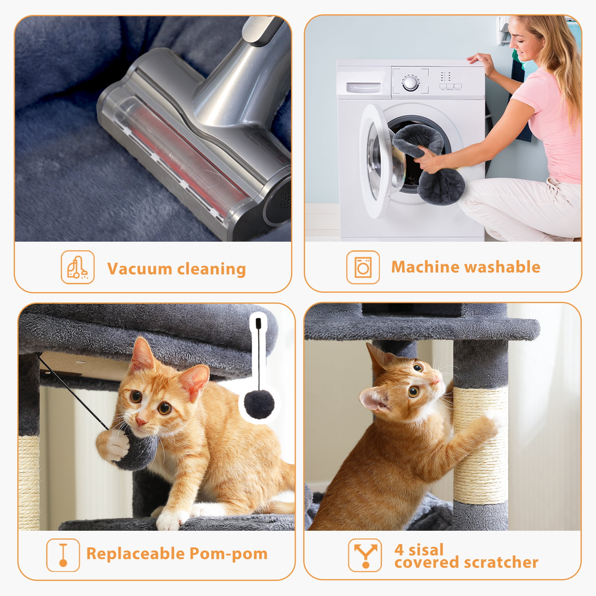 Cat Tree for Large Cats 56"Tall Cat Tower Condo with Scratching Post for Indoor Cats