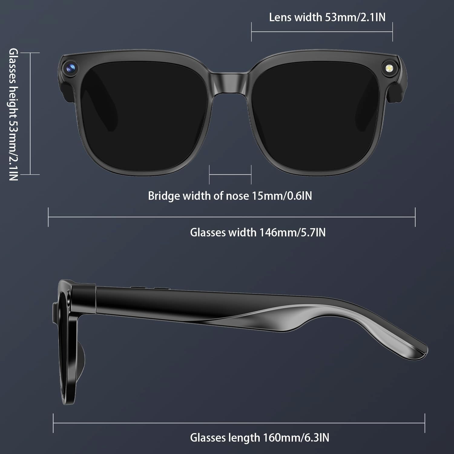 AI Smart Glasses with Camera and Audio, 8MP HD Camera Glasses for Men Women,1080P Video Recording Sunglasses,Real Time Translation,Voice Assistant, Open-Ear Audio for Travel, Meetings & Vlogging