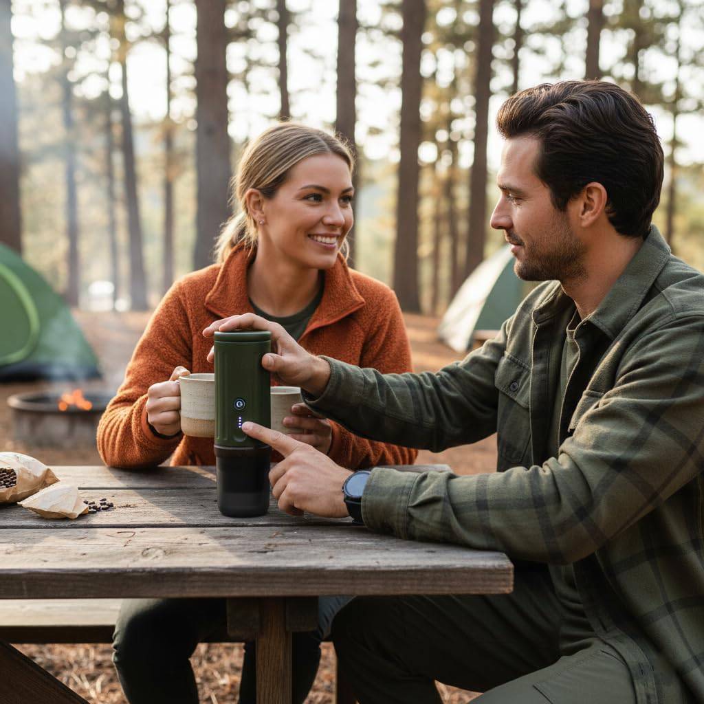 Self-Heating Portable Espresso Machine,Electric Coffee Maker for Camping,Hiking,Office,Car,Travel