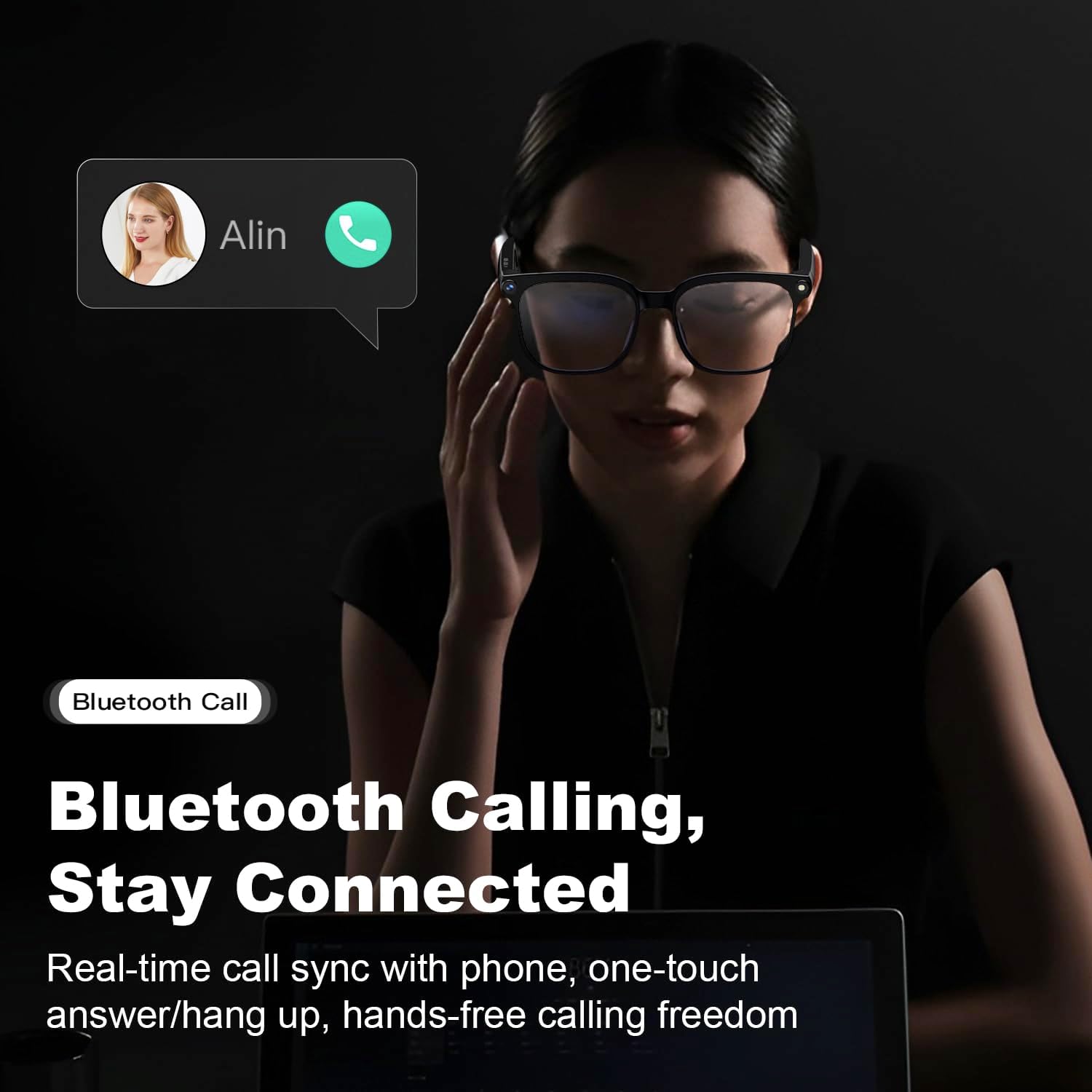 AI Smart Glasses with Camera and Audio, 8MP HD Camera Glasses for Men Women,1080P Video Recording Sunglasses,Real Time Translation,Voice Assistant, Open-Ear Audio for Travel, Meetings & Vlogging