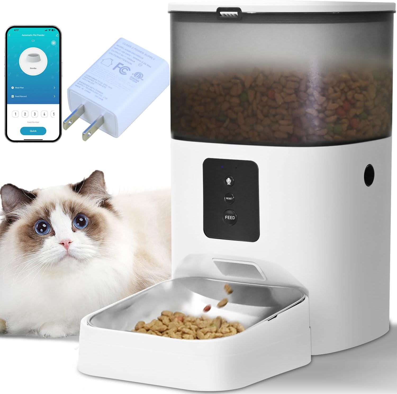 Automatic Cat Feeder, 4L Cat Food Dispenser