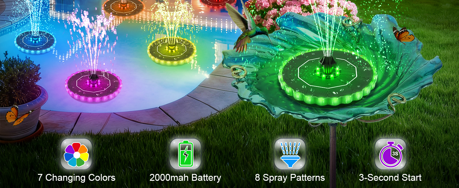 solar fountain for bird bath