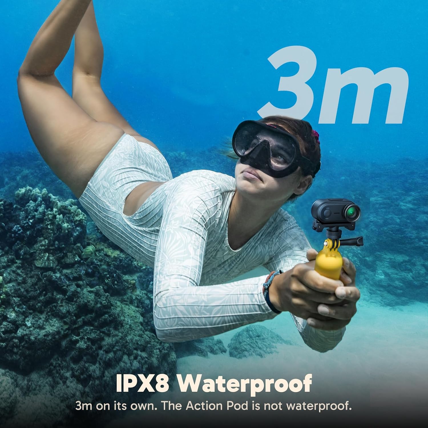 4K Thumb Action Camera - Ultra-Light Tiny Body Camera, 360-Min Long Battery Life, EIS Stabilization, 3m Waterproof Hands-Free POV Camera Vlog Camera for Travel, Pets, Sports (64GB)