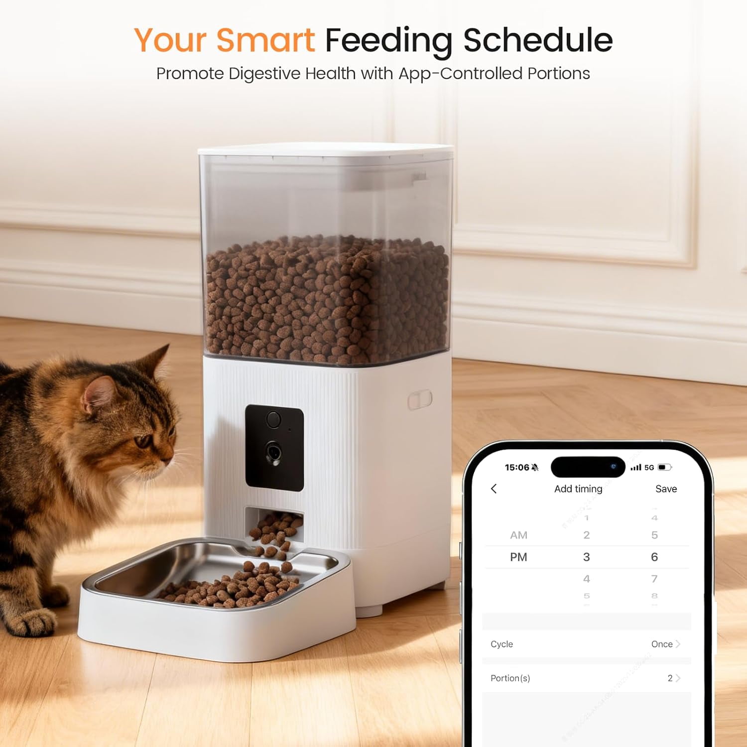Smart Pet Feeder with Camera & Audio 6L,5G WiFi APP Control,Dual Power for Dogs